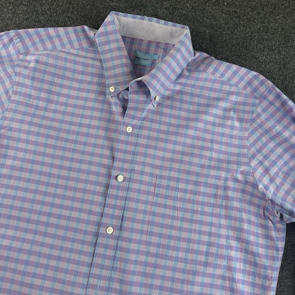J McLaughlin Men's‎ Modern Fit Button Up Plaid Shirt Purple Size Large EUC